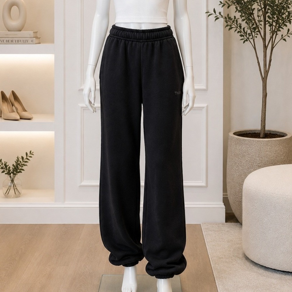TNA Women Sweatpants Cozy Fleece Mega Fit Black Small